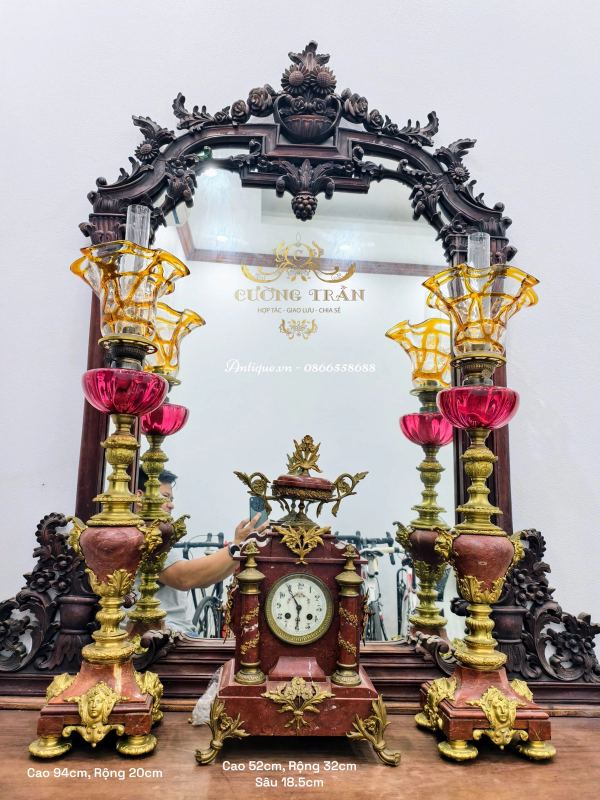 Bộ đồng hồ 3 món Pháp, cao 52cm – ảnh 1