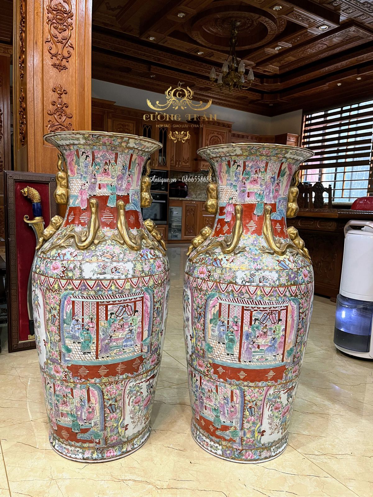 Cặp bình Trung Trung Quốc, cao 93cm – ảnh 2