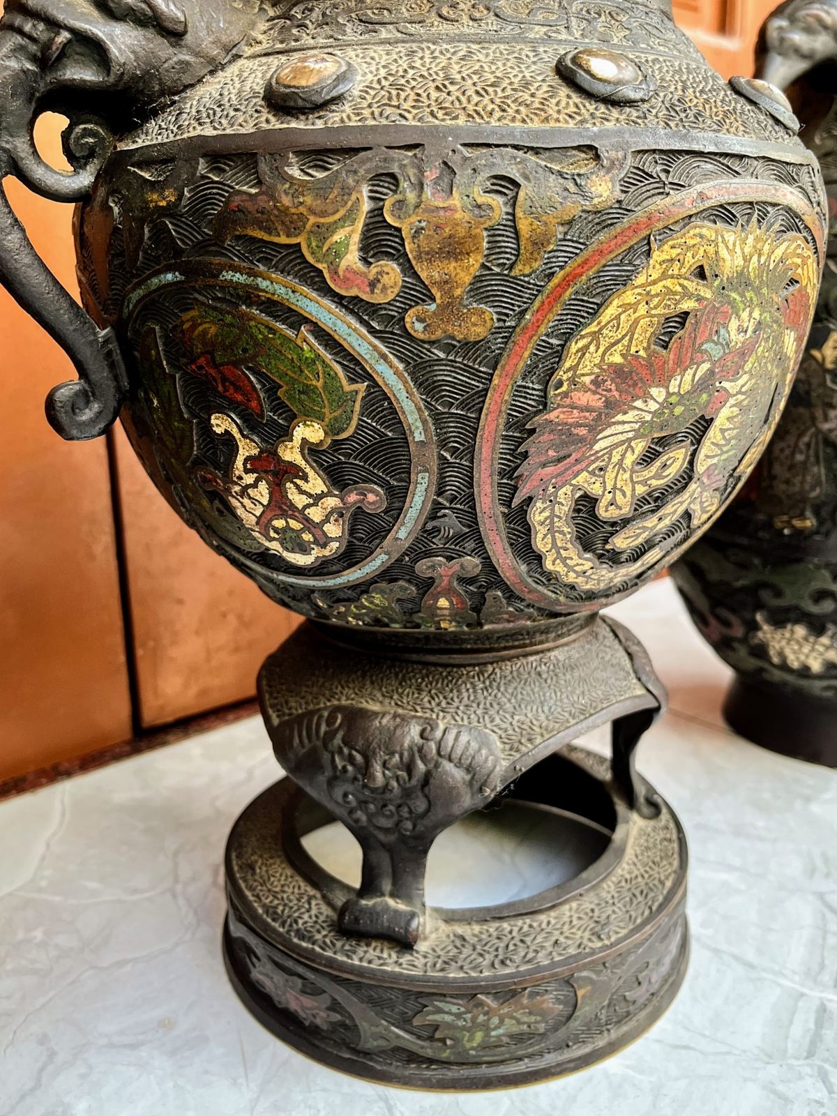Bộ 3 món pháp lam, cao 40cm – ảnh 7