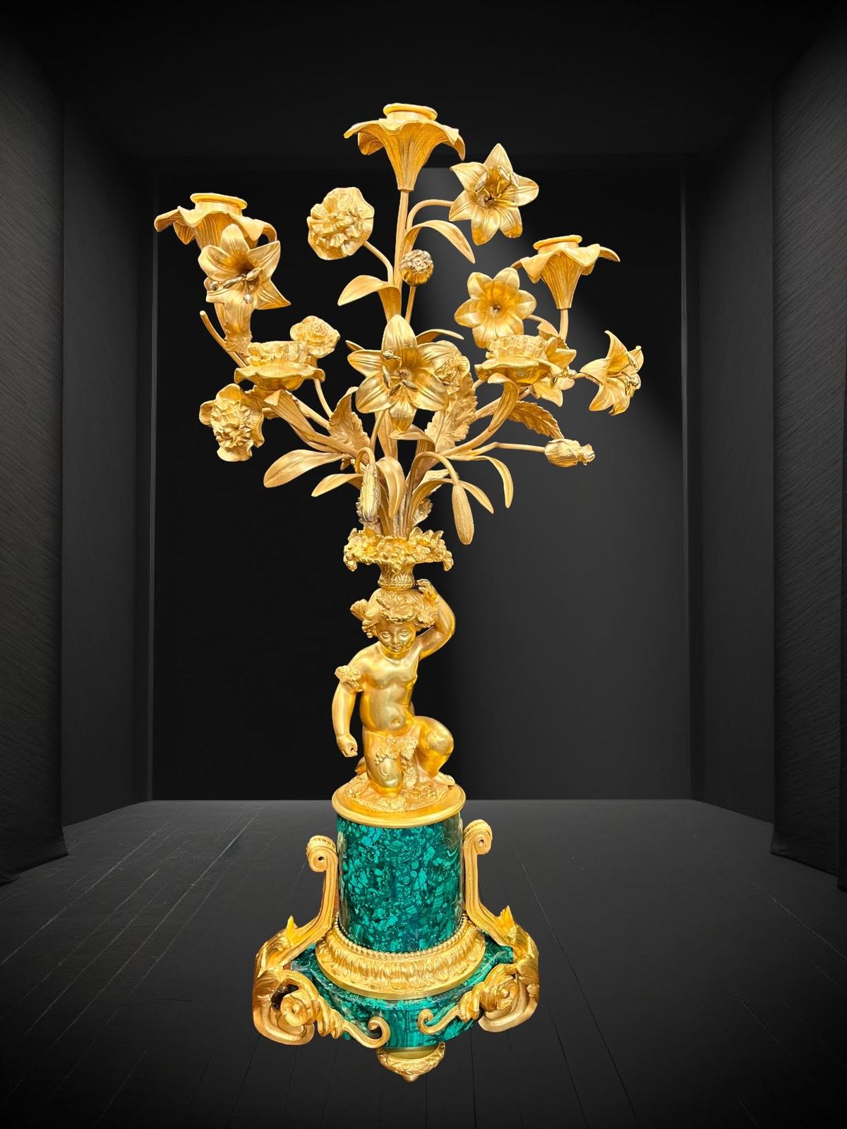 Bộ đồng hồ chân nến Pháp, cao 47cm – ảnh 9