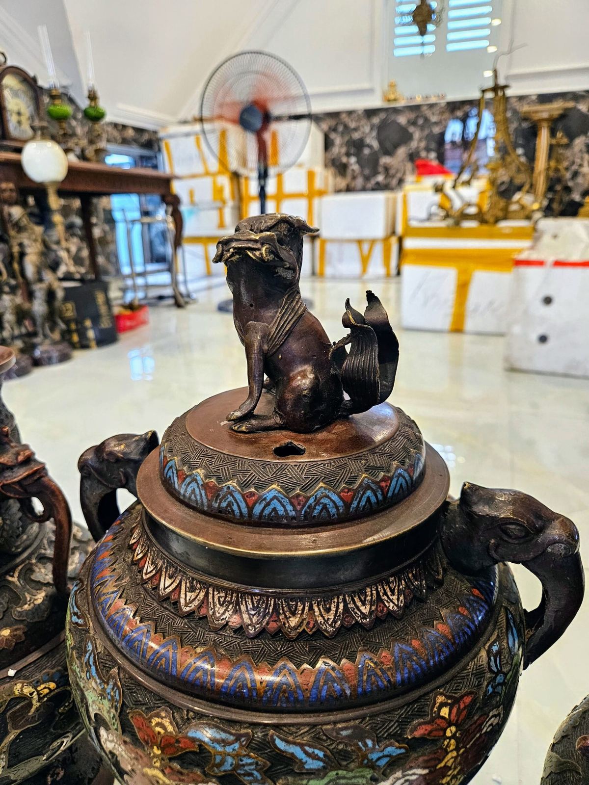 Bộ 3 món pháp lam, cao 47cm – ảnh 3