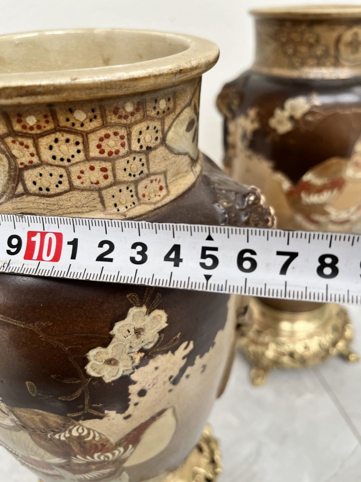 Cặp bình Satsuma Nhật Bản, cao 37cm – ảnh 8