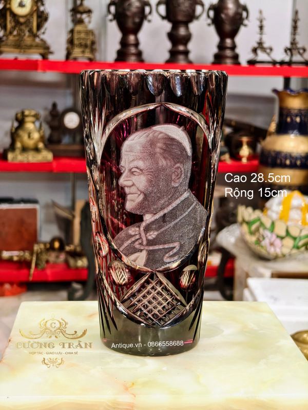 Bình hoa pha lê mài, cao 28.5cm – ảnh 1