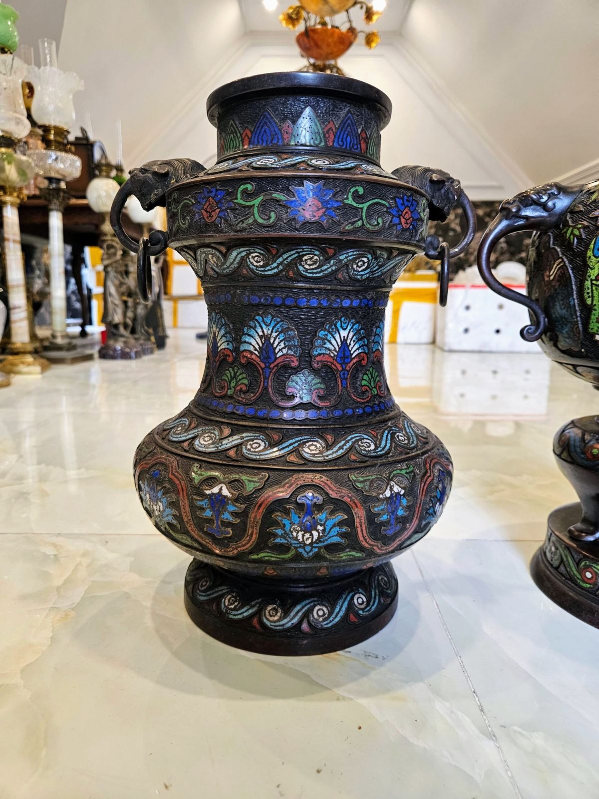 Bộ 3 món pháp lam, cao 47cm – ảnh 6