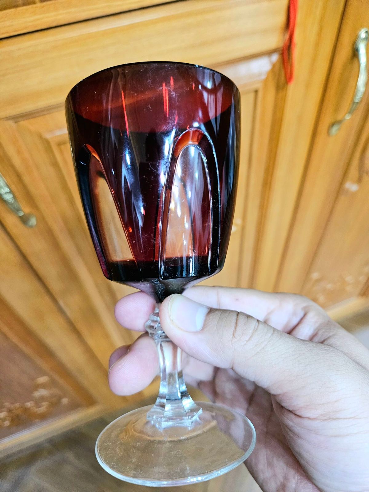 Bộ ly pha lê gồm 6 chiếc màu hổ phách mài thủ công – ảnh 2
