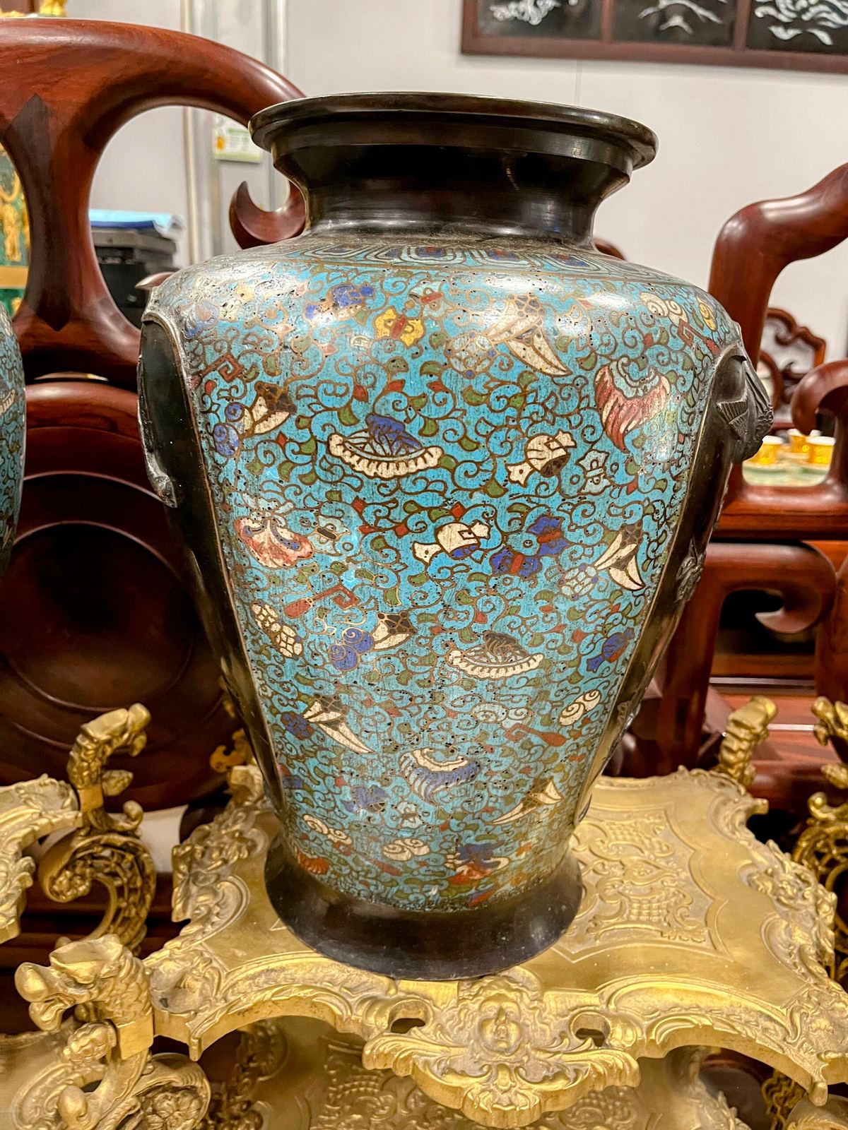 Cặp bình đồng pháp lam – ảnh 4