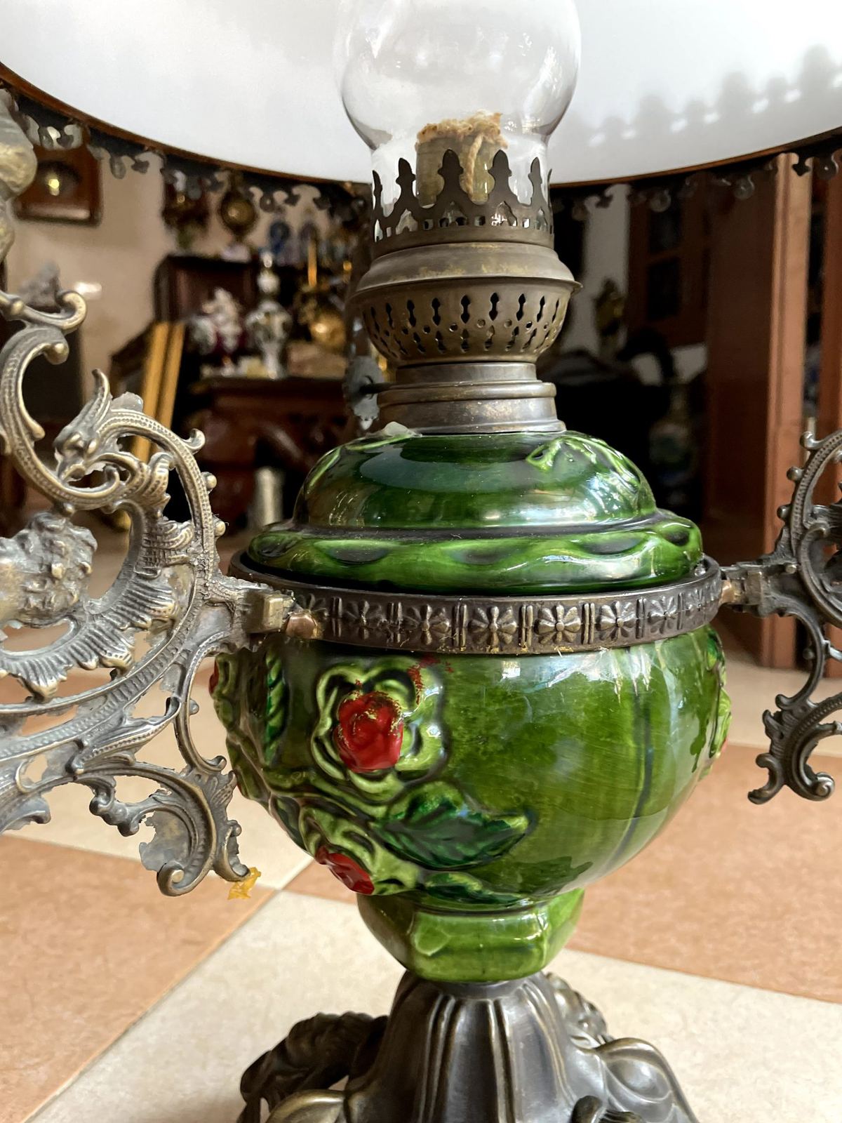 Đèn dầu để bàn Pháp, cao 63cm – ảnh 2