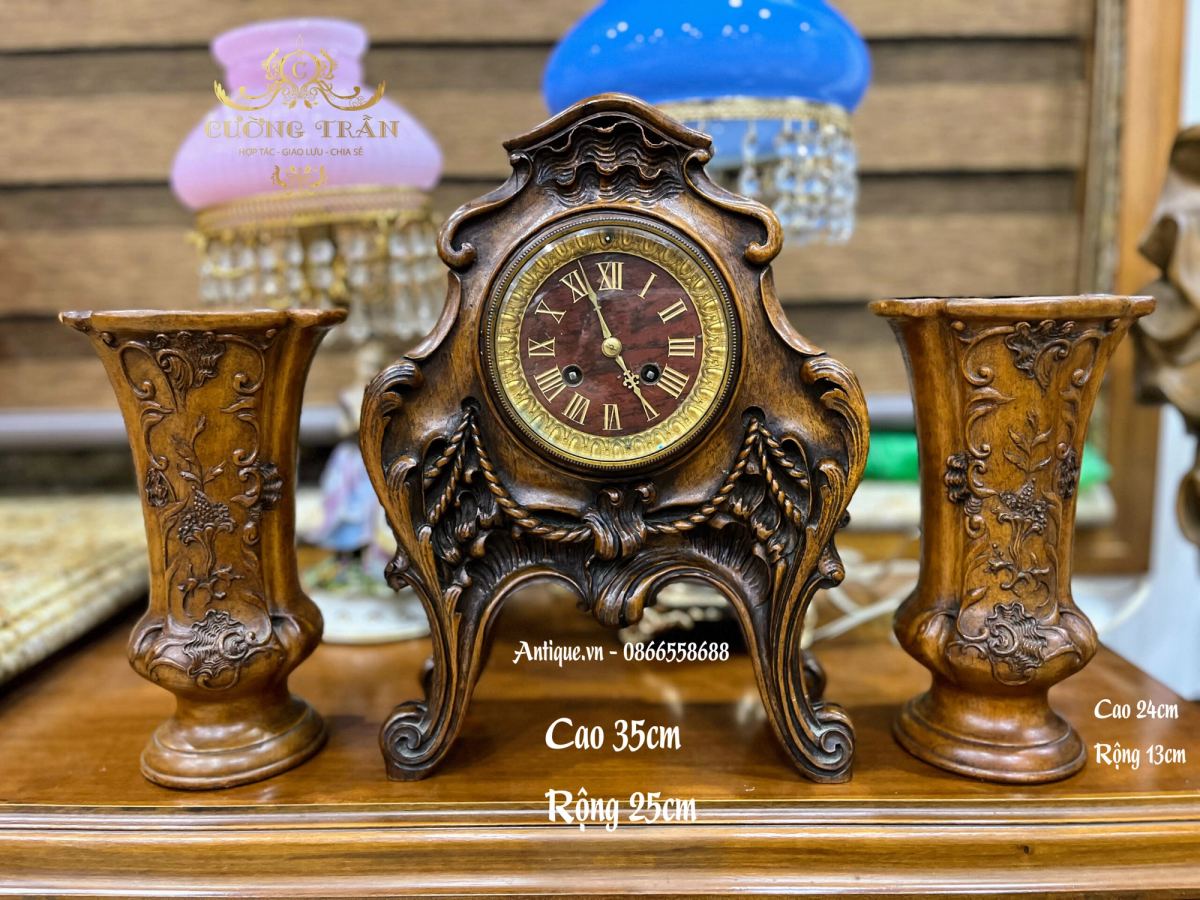 Bộ đồng hồ gỗ 3 món cổ Pháp – ảnh 1