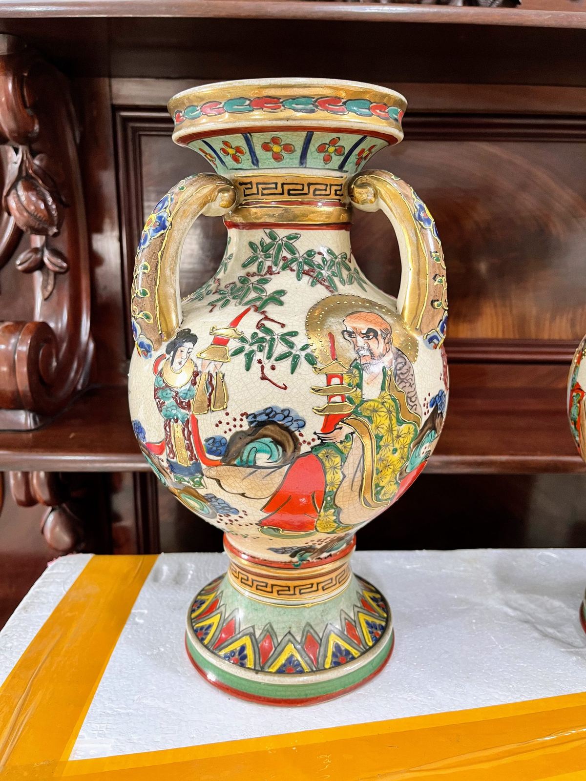 Cặp bình satsuma Nhật, cao 31cm – ảnh 3