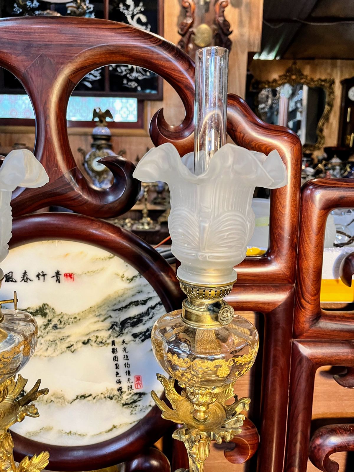 Cặp đèn dầu tượng Pháp, cao 67cm – ảnh 2