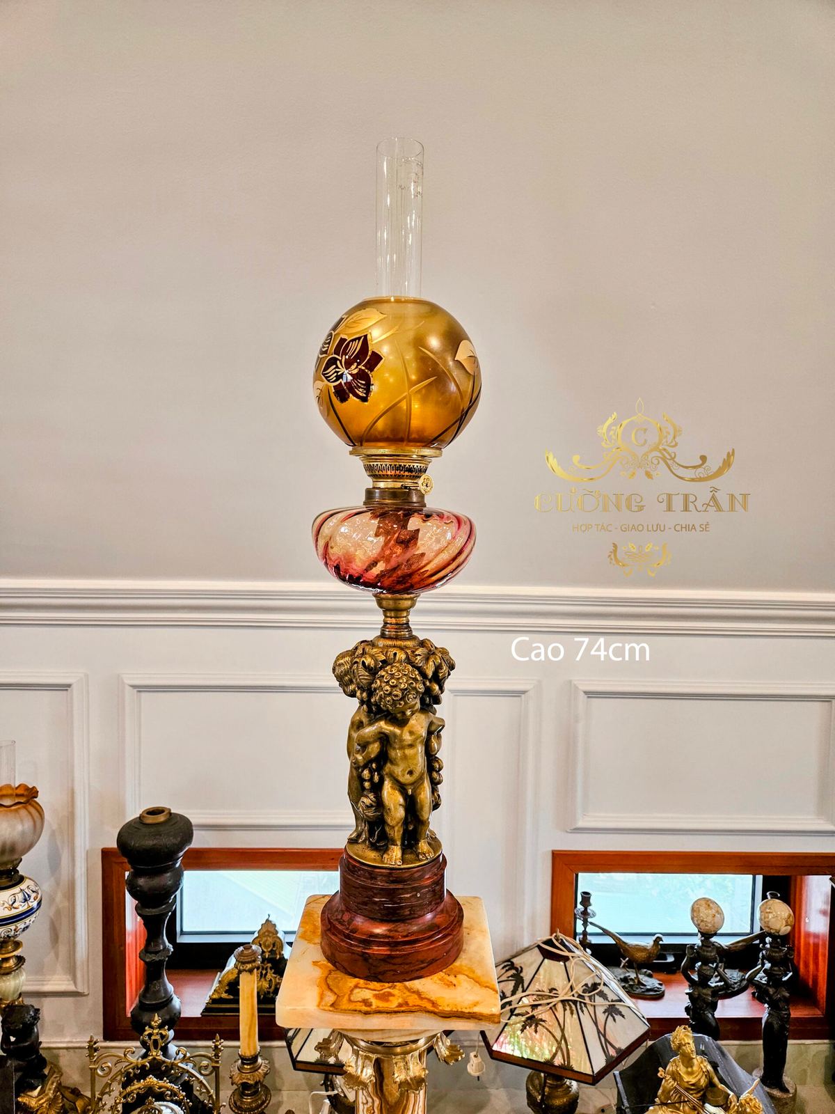 Đèn dầu tượng, cao 74cm – ảnh 1