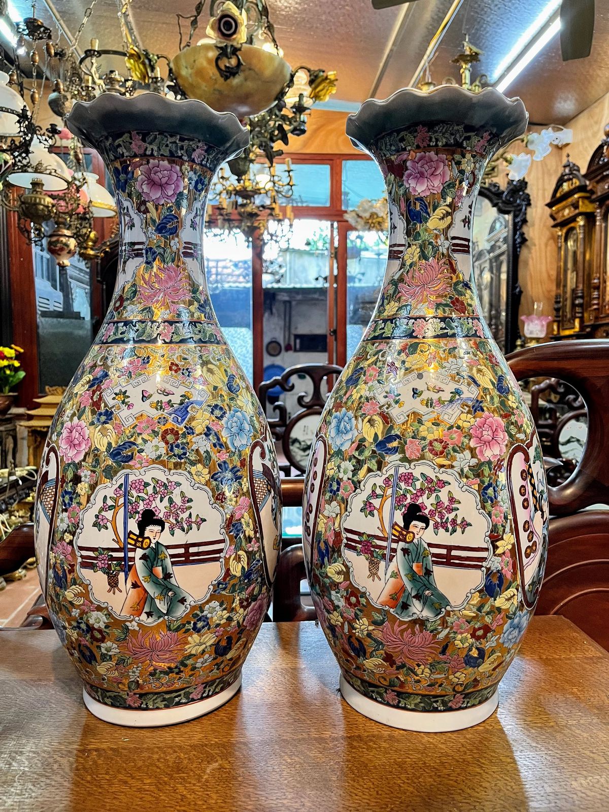 Cặp bình sứ Trung Trung Quốc, cao 61.5cm – ảnh 2