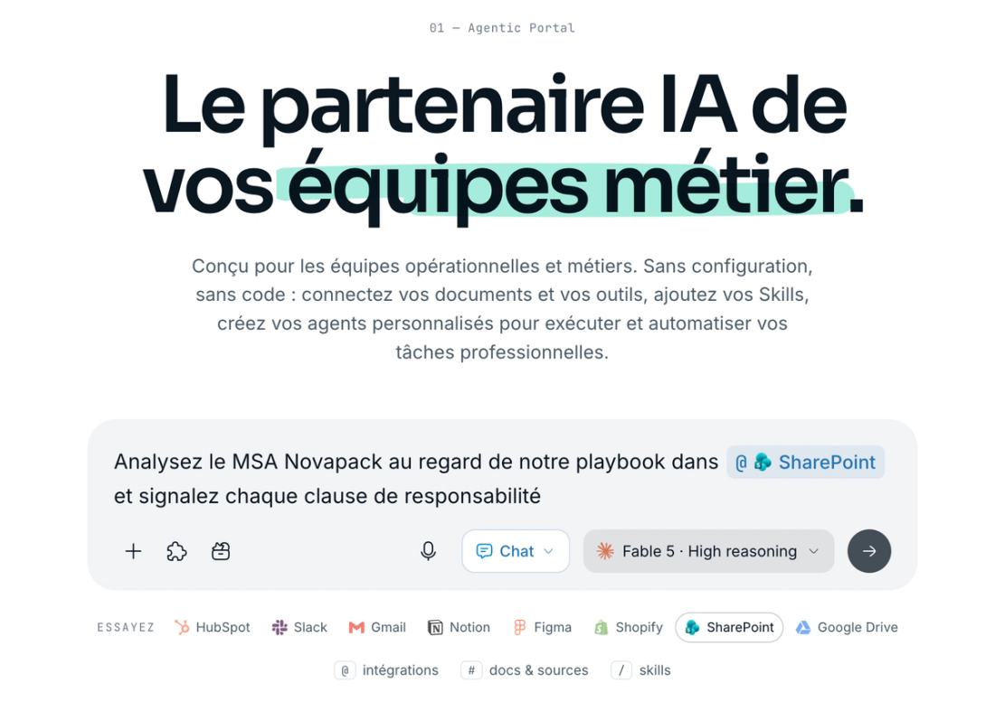 Portail IA agents pour les entreprises