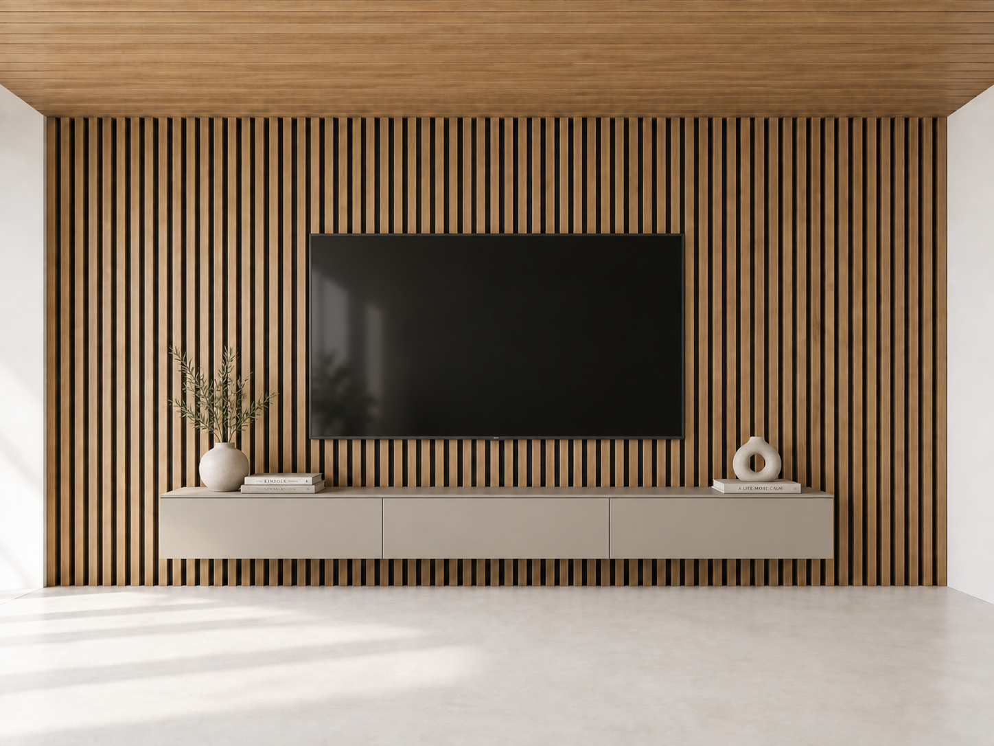 Walnut timber acoustic wall panel, Bunnings SpecRite reference photograph