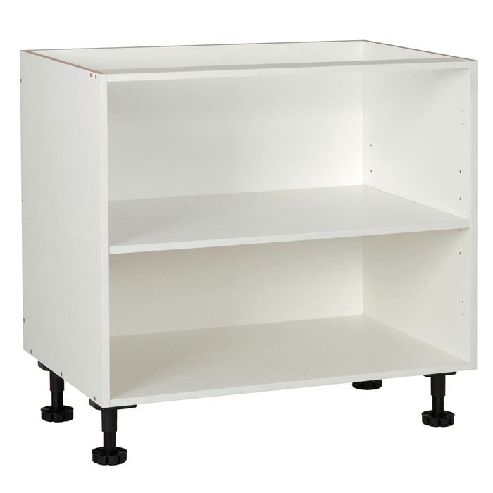 White flat-pack cabinet body on a plain background