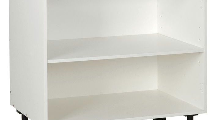 White flat-pack cabinet body on a plain background