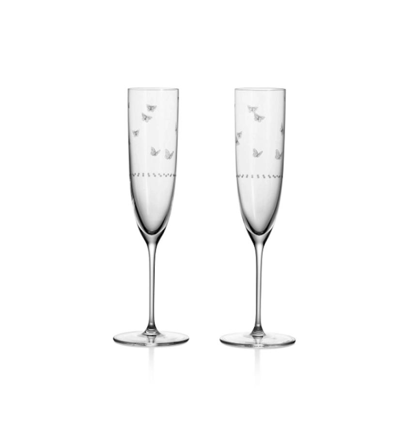 A pair of Tiffany wine glasses