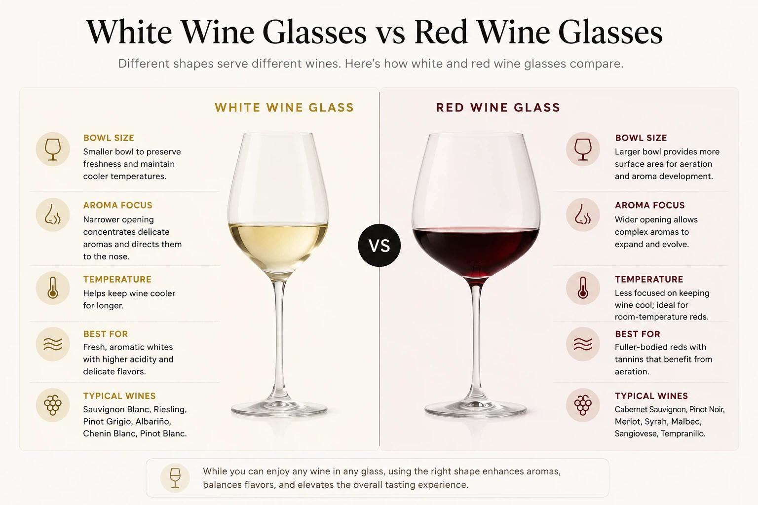 White wine glasses vs red wine glasses comparison