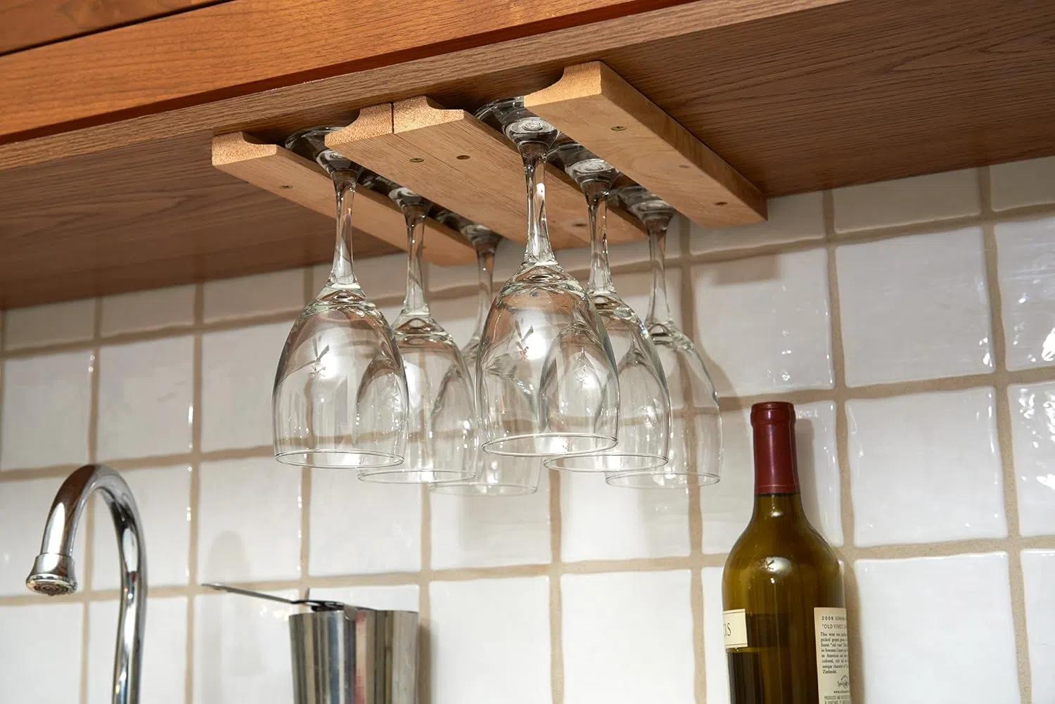 Fox Run Wooden Under Cabinet Wine Glass Holder