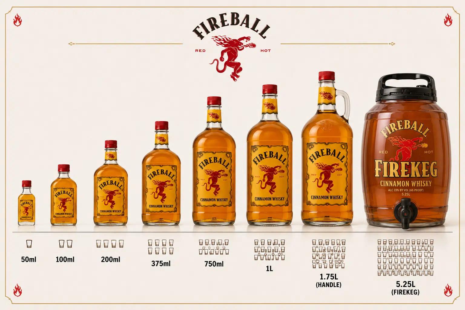 Fireball Cinnamon Whisky bottle sizes comparison