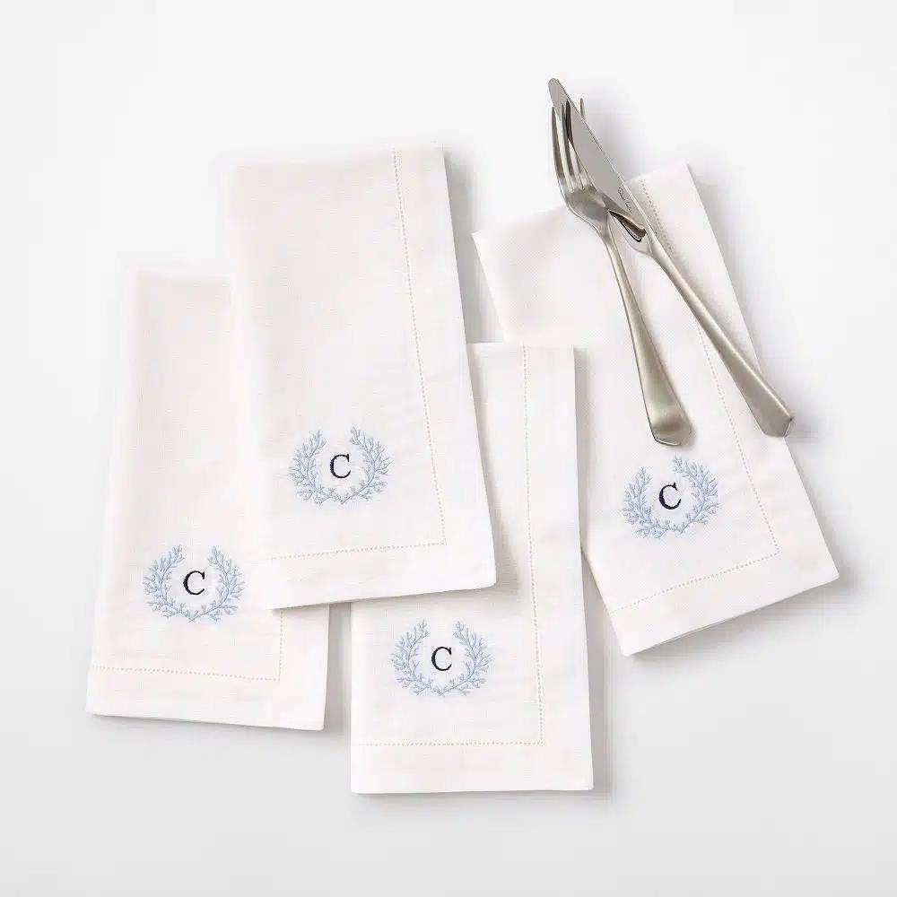 Mark & Graham Monogrammed Linen Cocktail Napkins