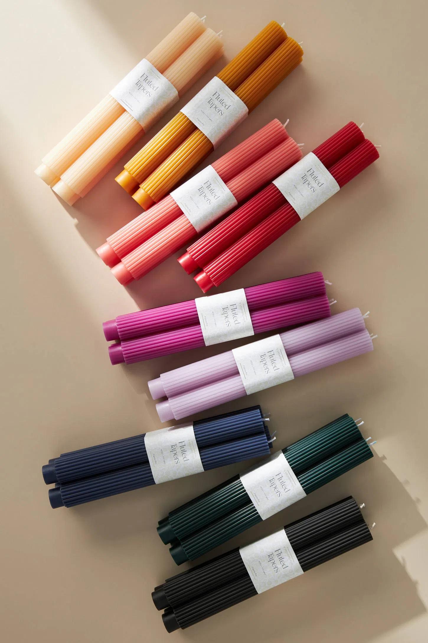 Anthropologie Fluted Taper Candles, Set of 4