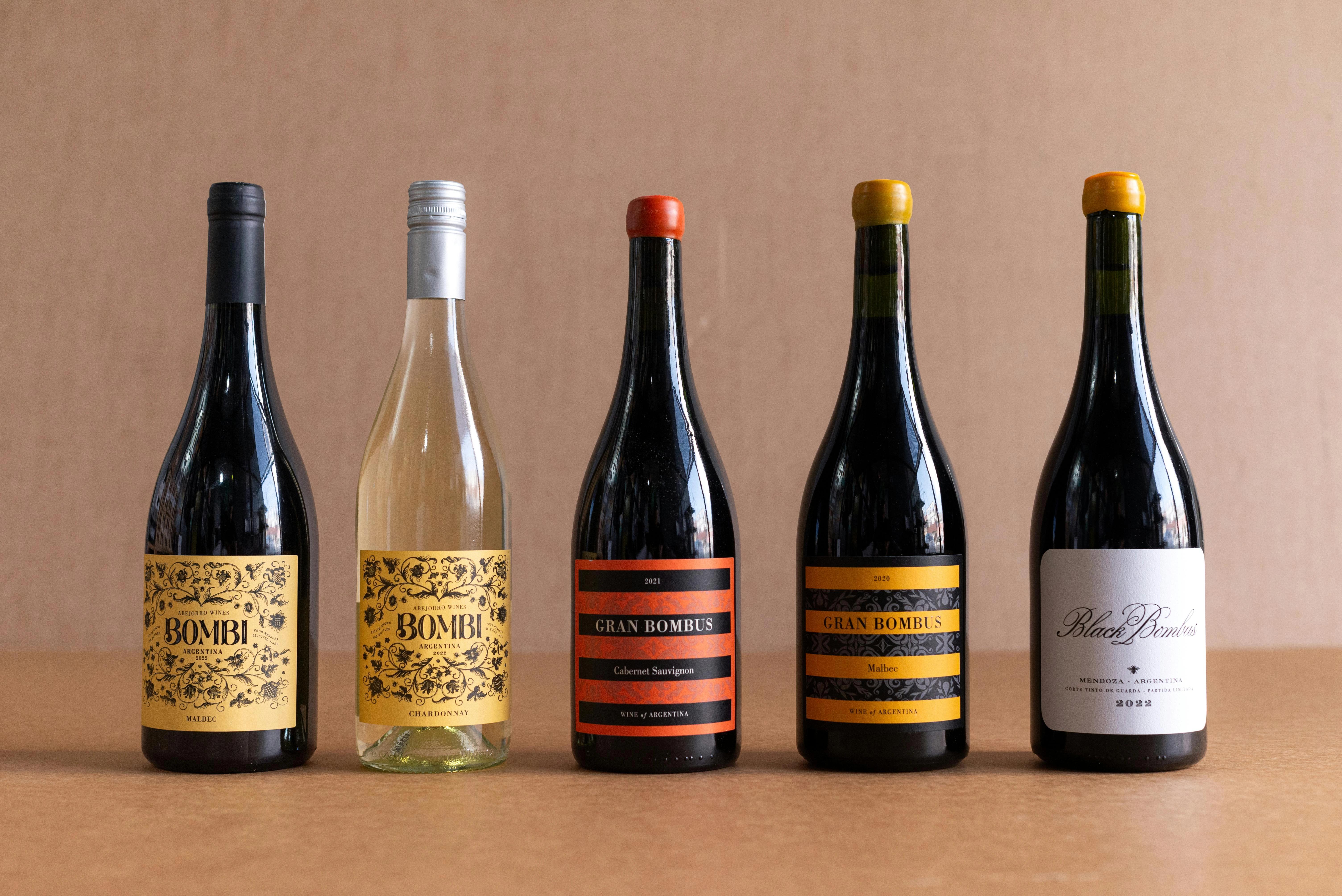 Standard bottles of wine at 750ml each