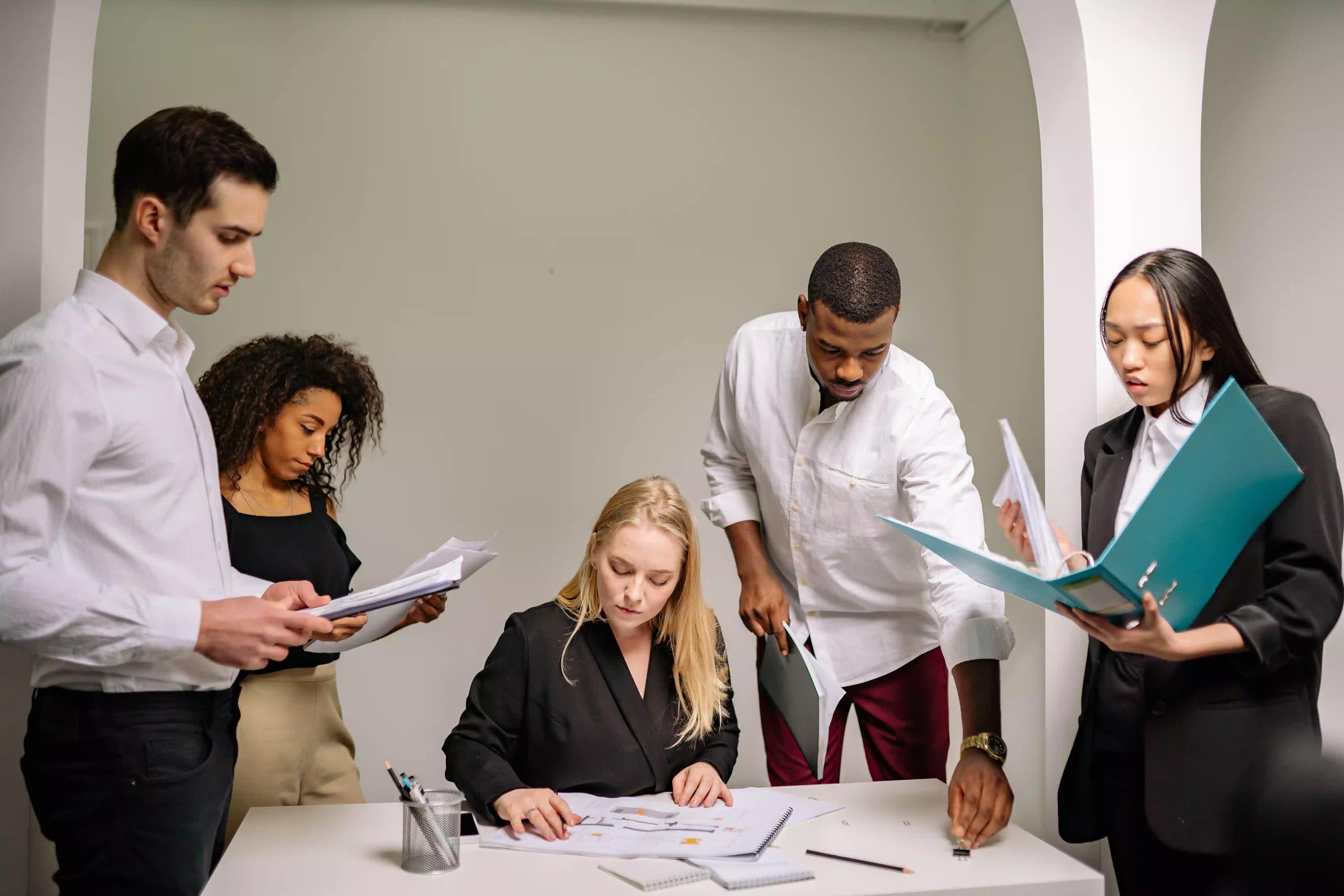Office employees working