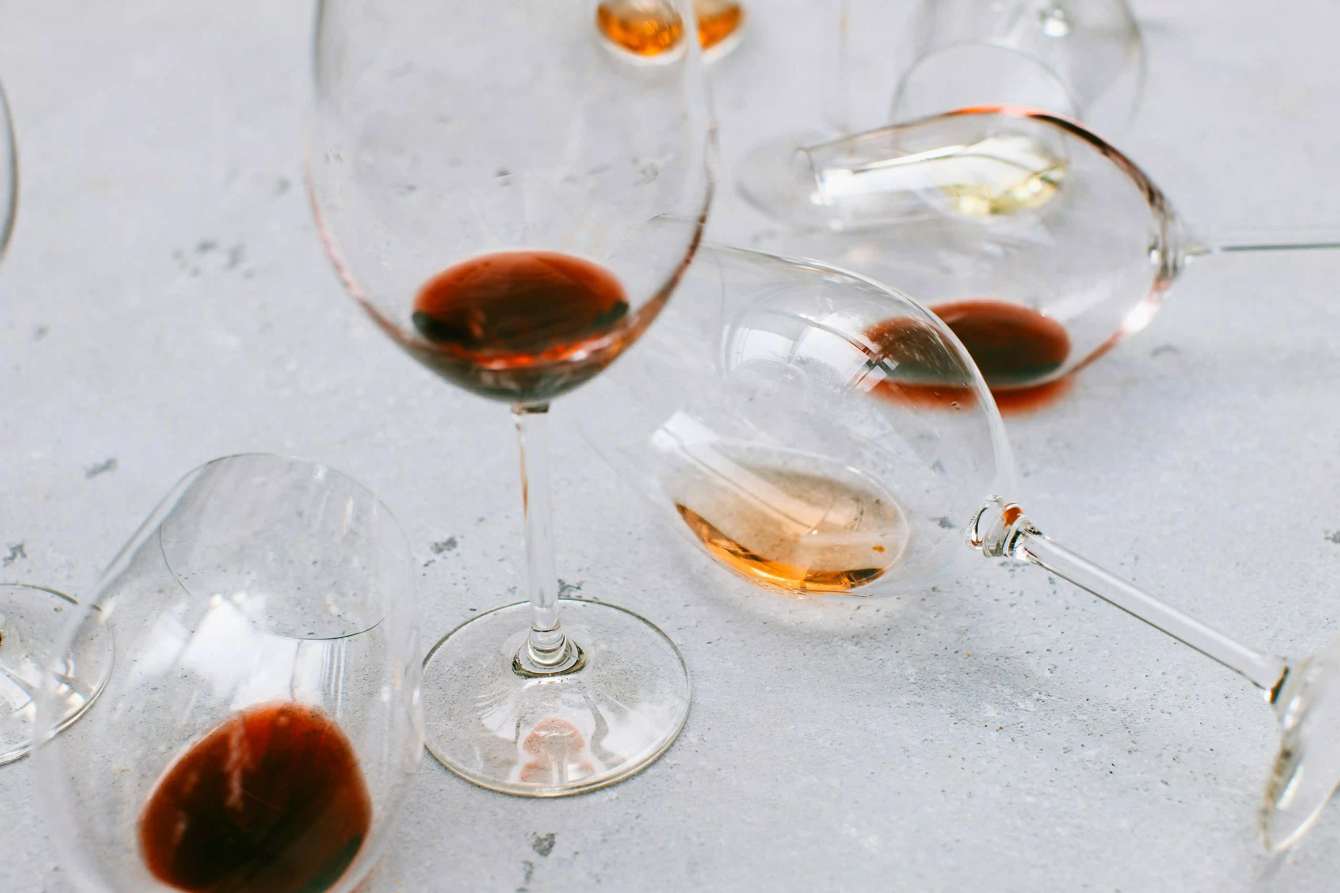 Used wine glasses