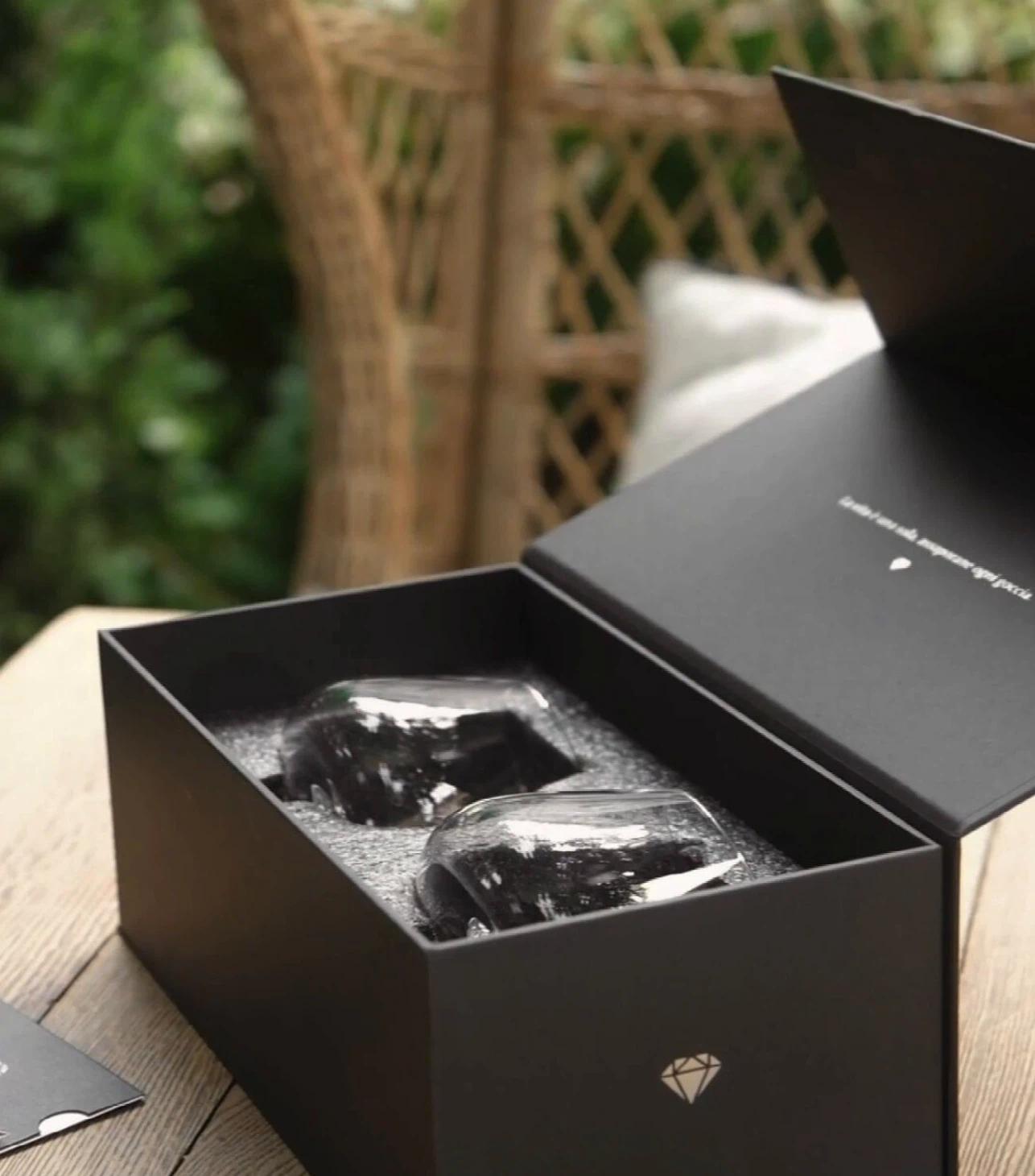 A pair of Aequilibrium glasses inside its luxurious gift-ready box