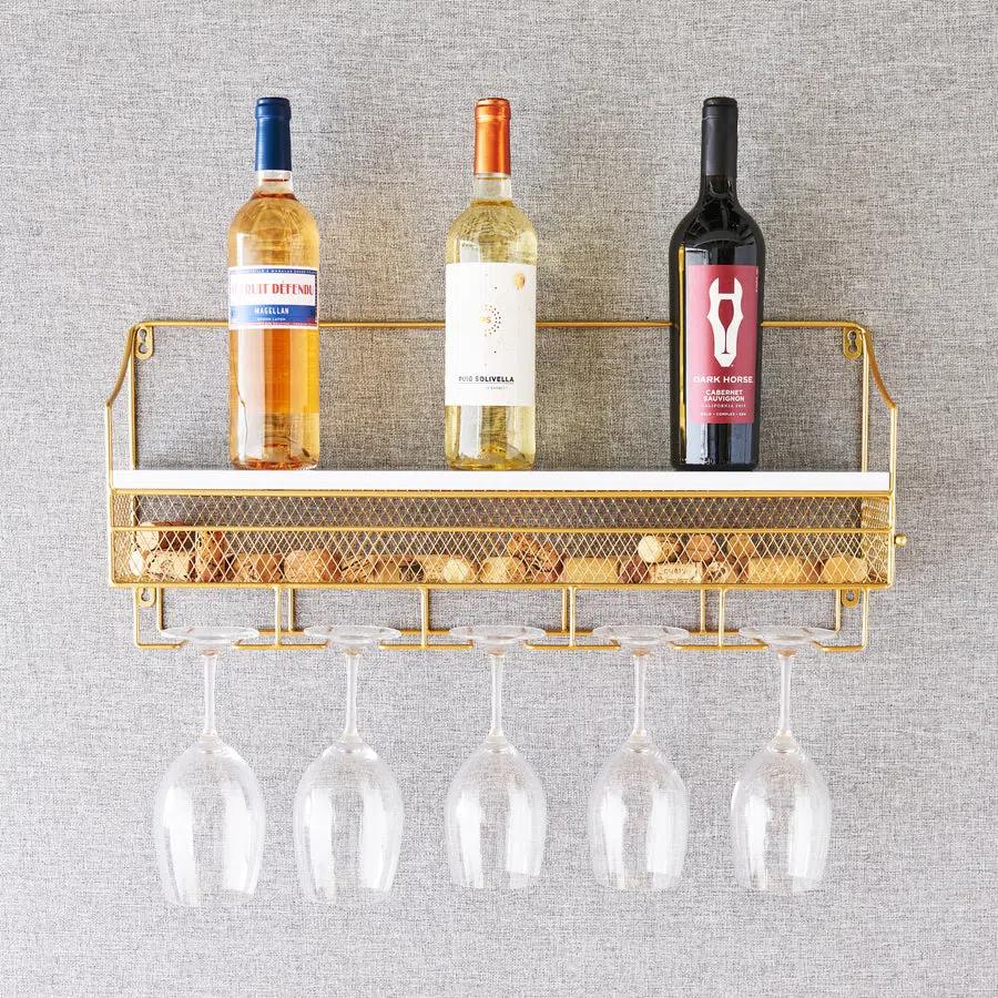 Twine Wall-Mounted Wine Rack With Glass Holder