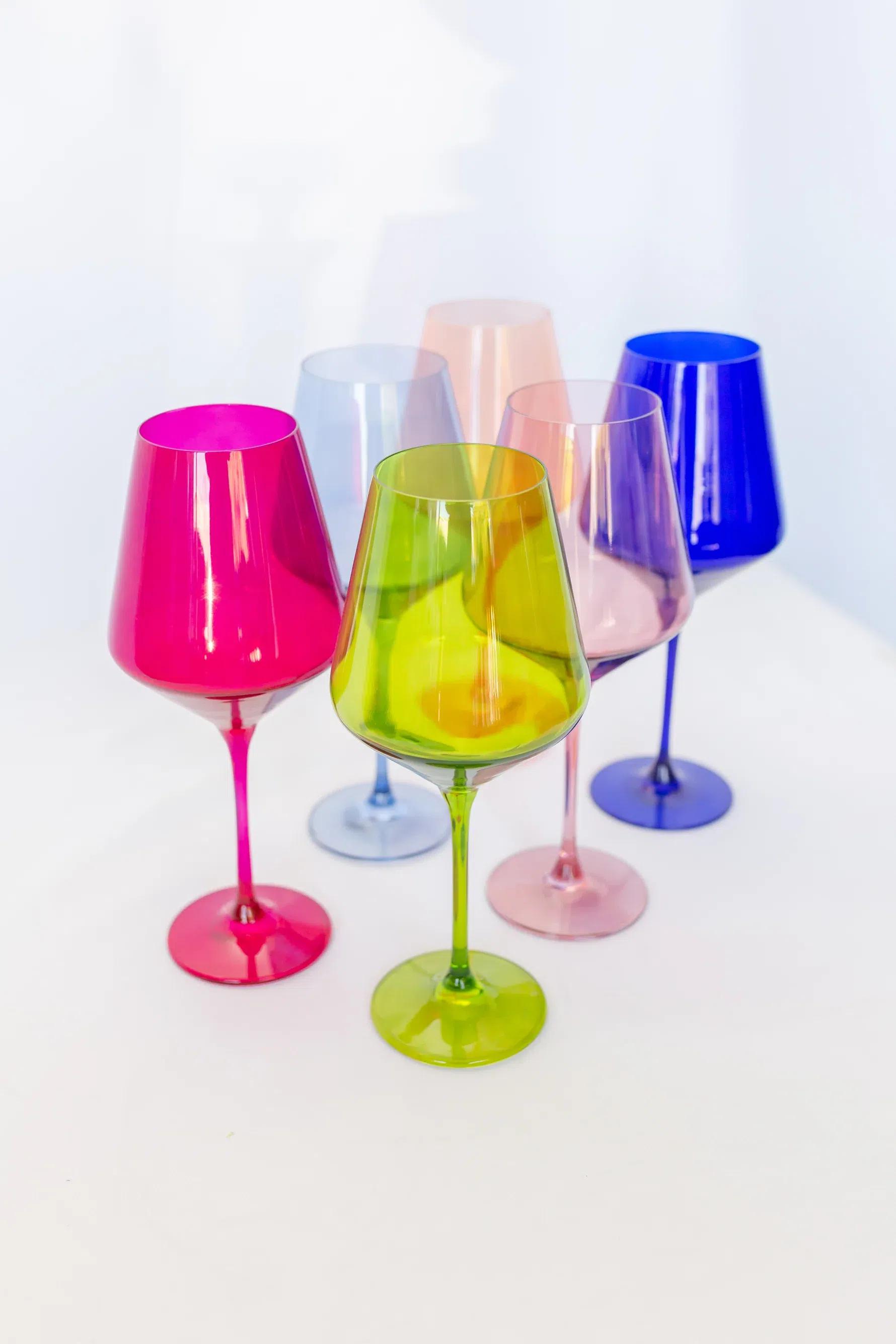 A set of mixed colors Estelle wine glasses