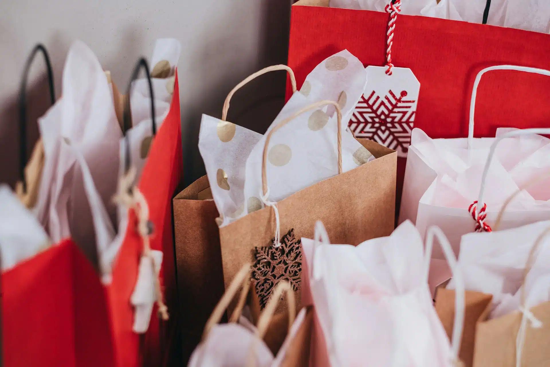 Different gift bags grouped together
