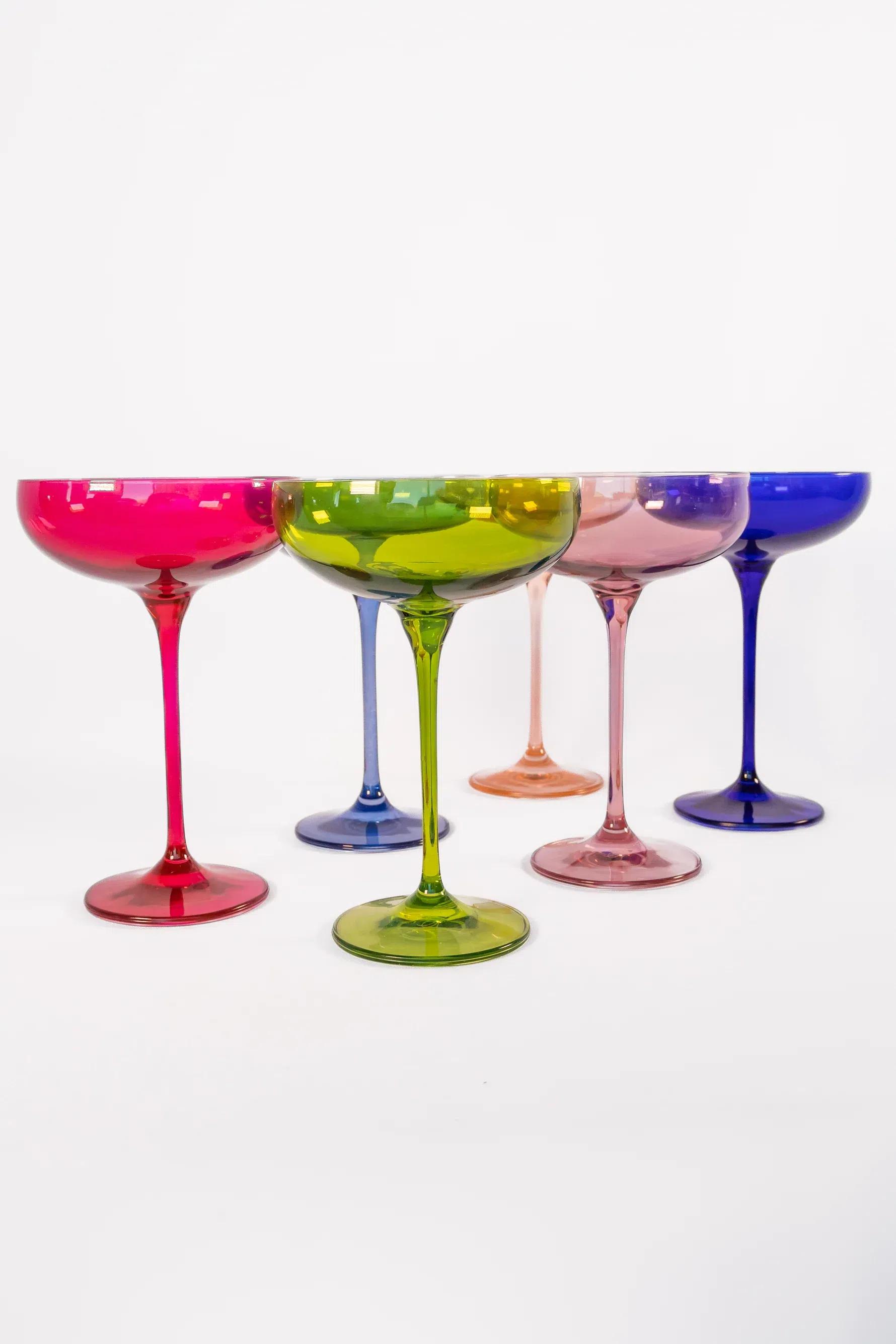 A set of Estelle champagne coupes in mixed colors