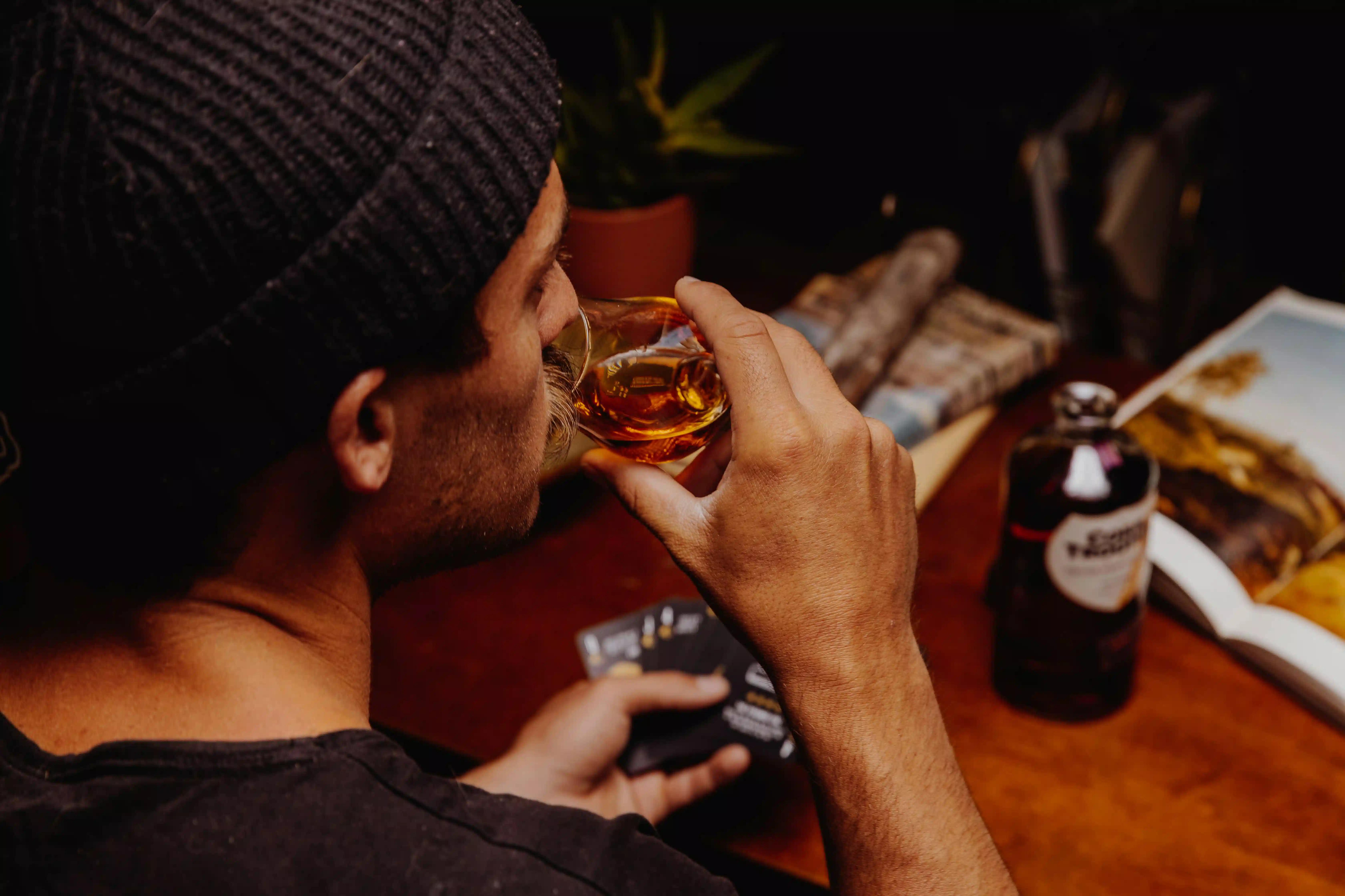 Man drinking whiskey