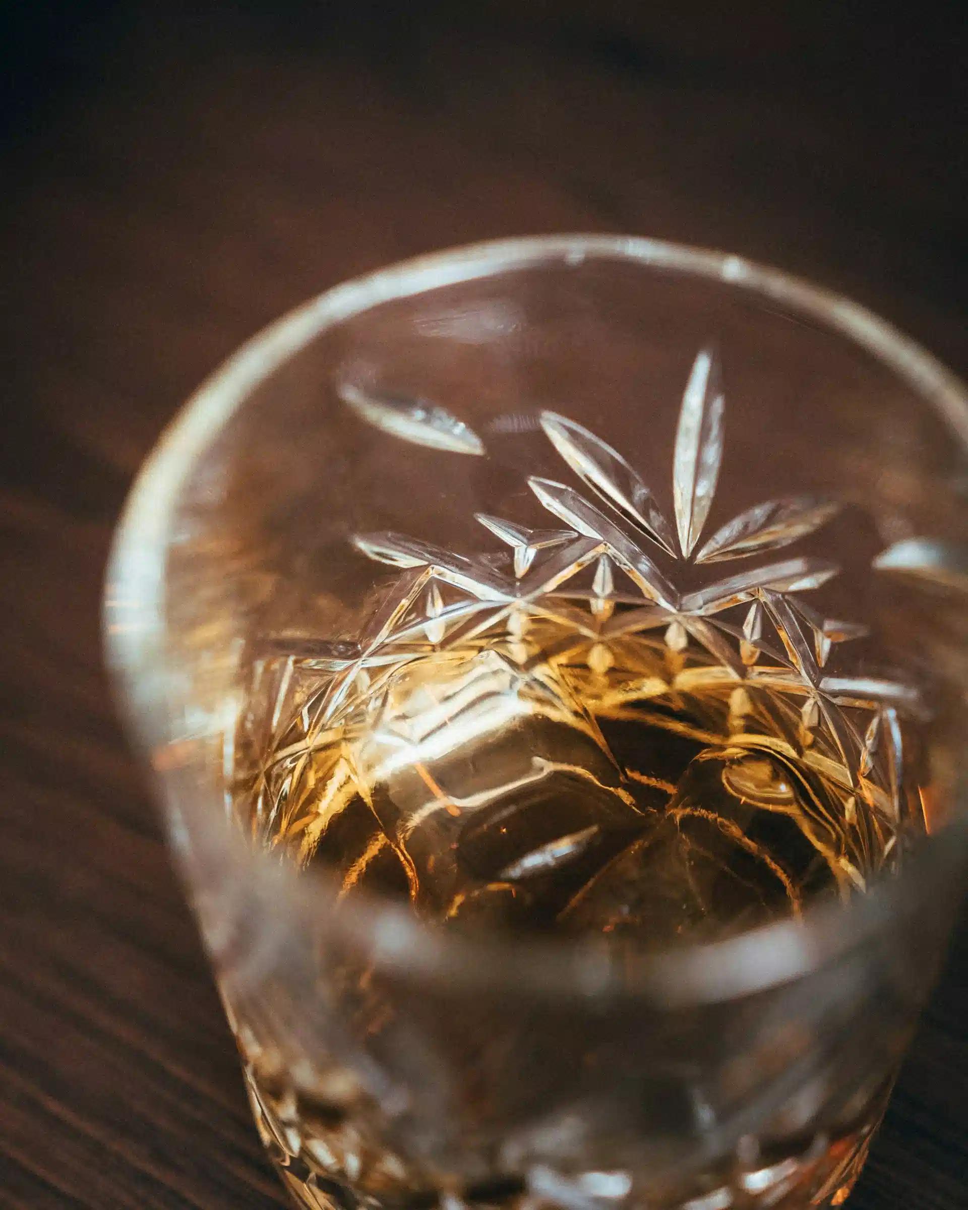 Close up shot of a Japanese rocks glass