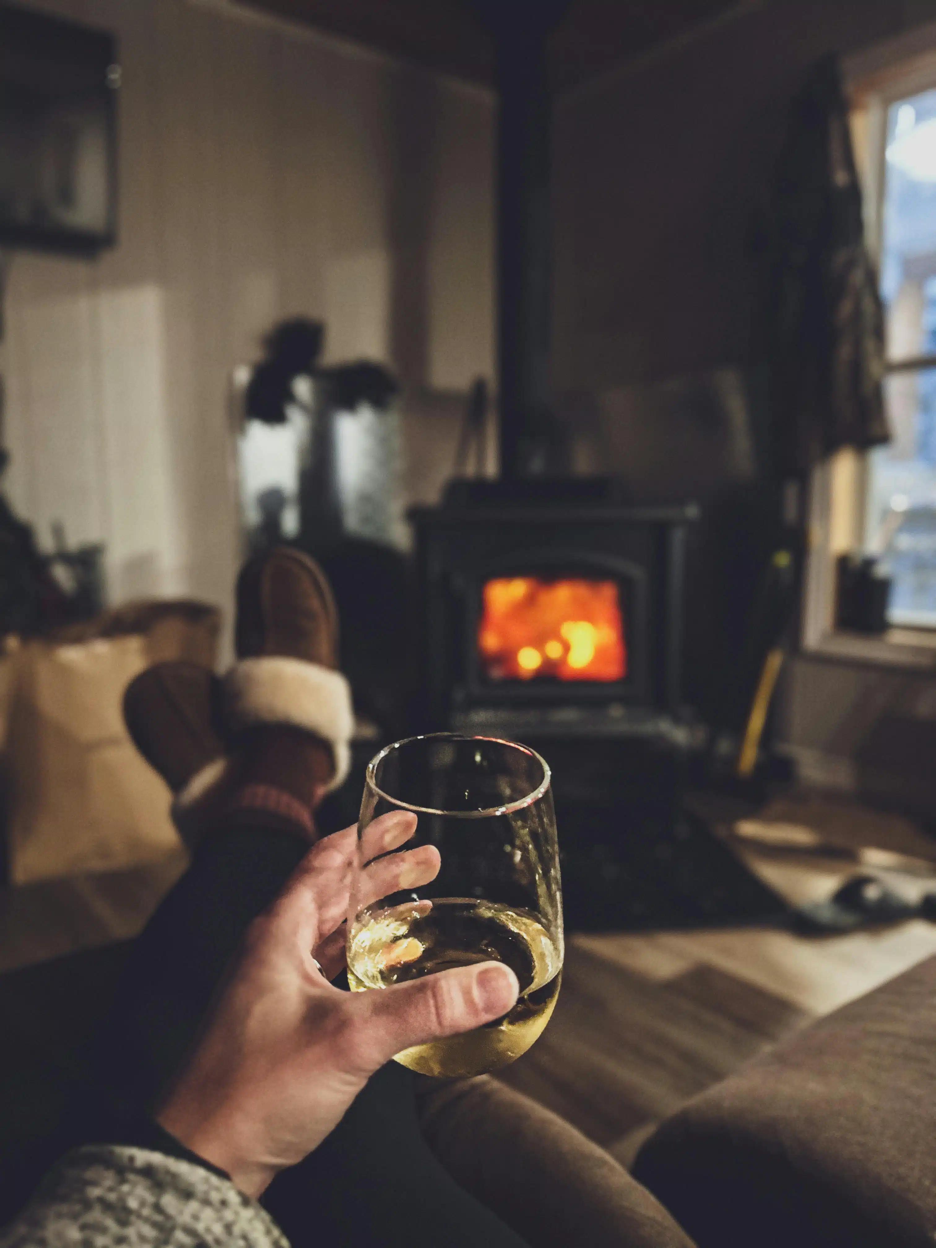 Stemless wine glass in use