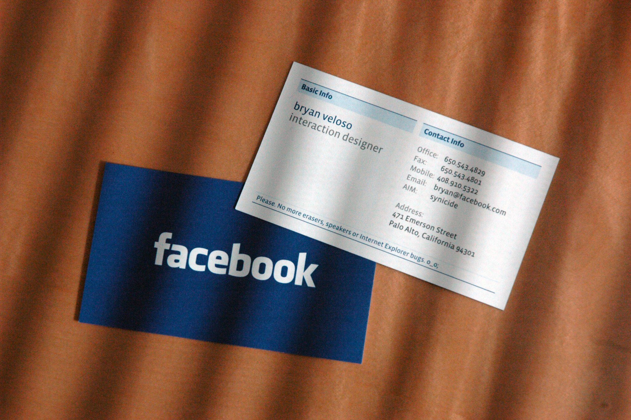 Bryan's Facebook business card