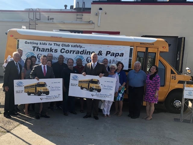 Image Corradino and Papa School Bus Donation Adults Group Photo 2