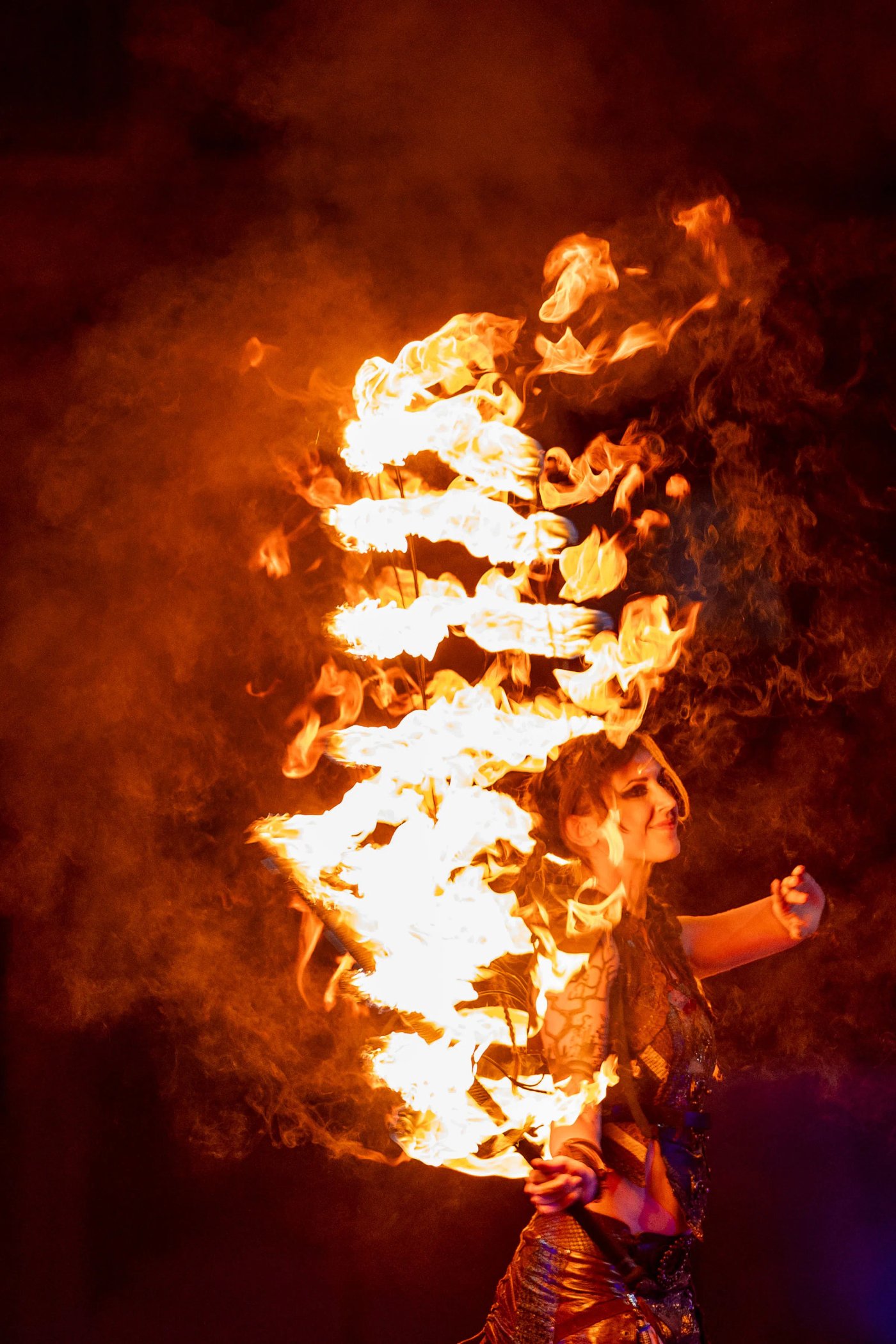 Bespoke fire show during the Internationale Taptoe in Ostend