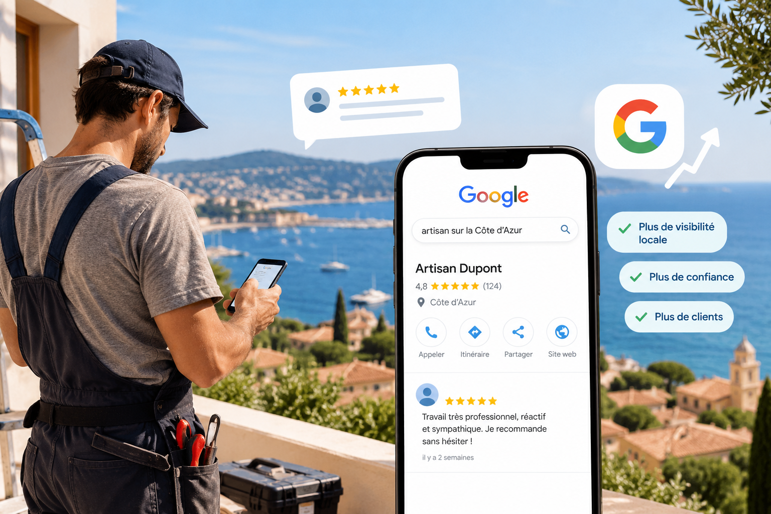 E-réputation et avis Google : comment un artisan sur la Côte d’Azur peut booster sa visibilité locale