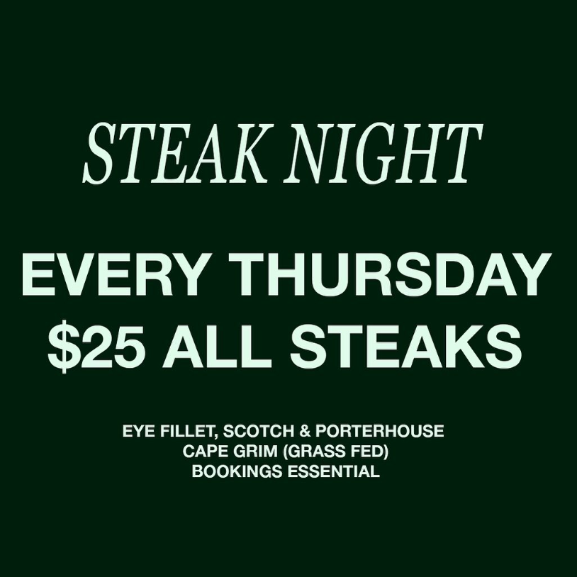 Steak Night poster with $25 all steaks