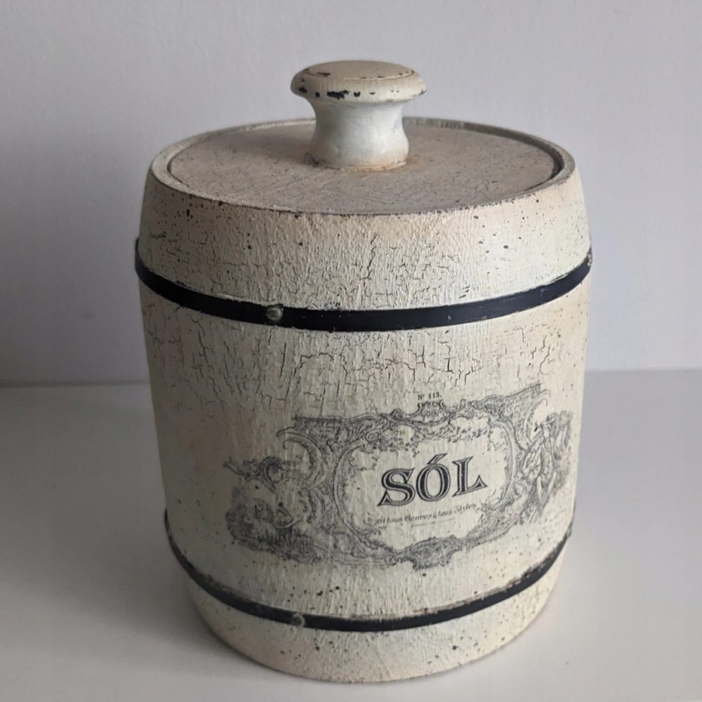 Unique Vintage Wooden Salt Container