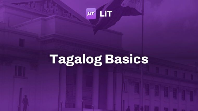 A street scene in Manila, tinted purple, titled “Tagalog Basics”