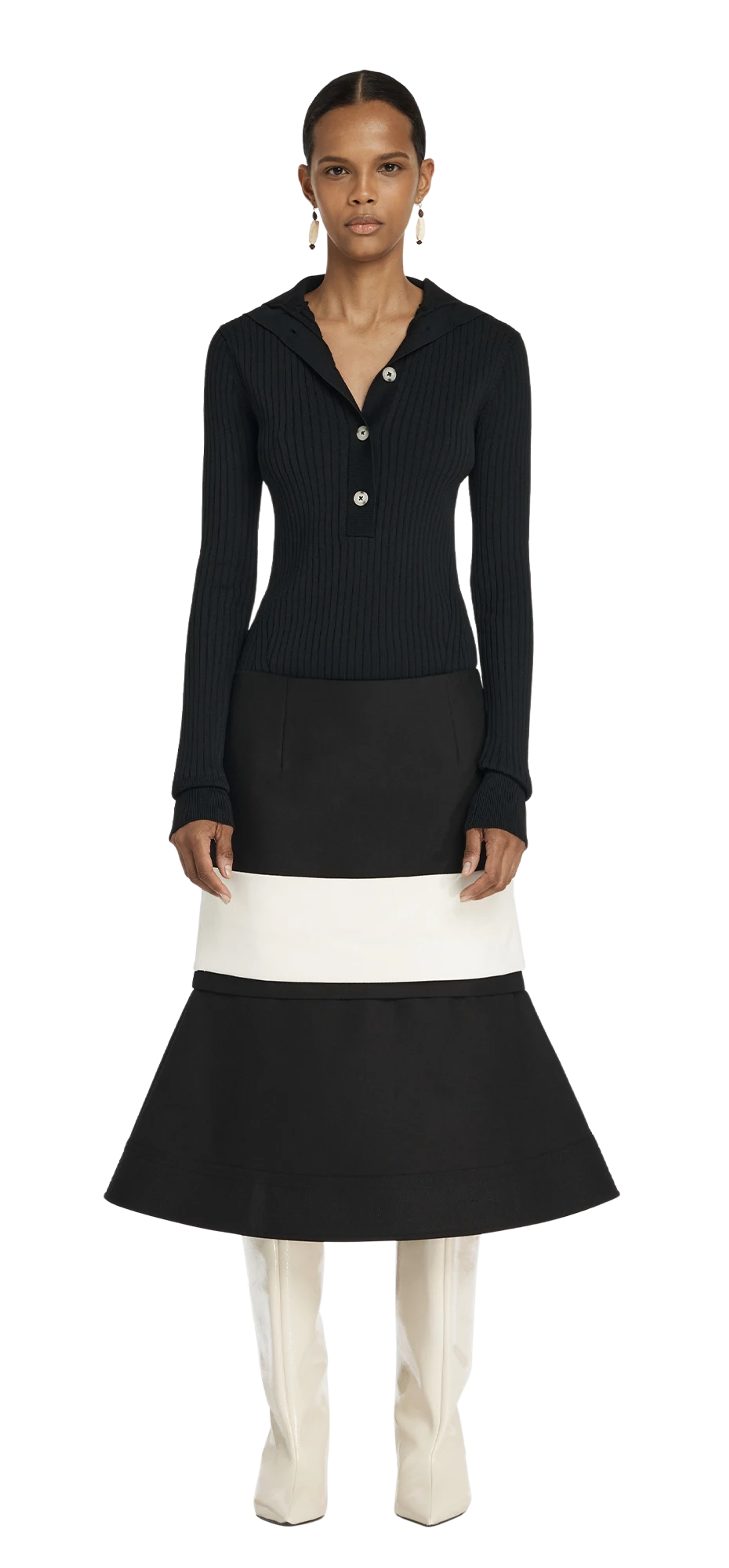 high-neck-henley-black character front view