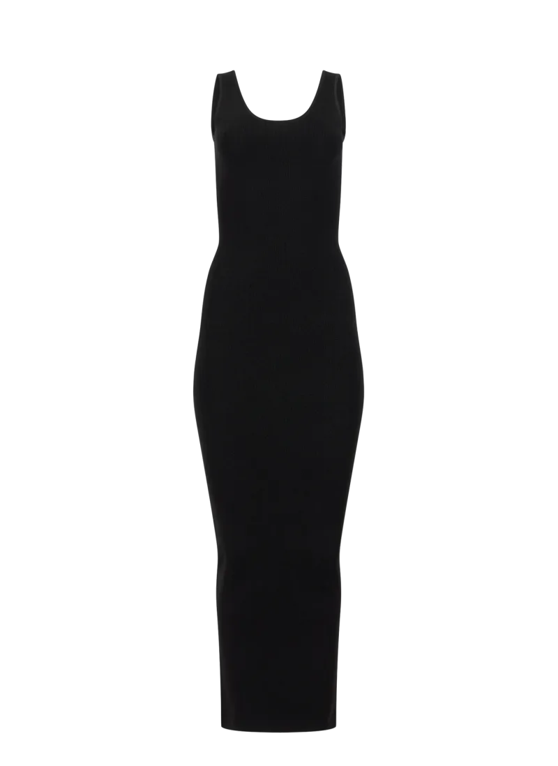 square-neck-knit-midi-black garment view
