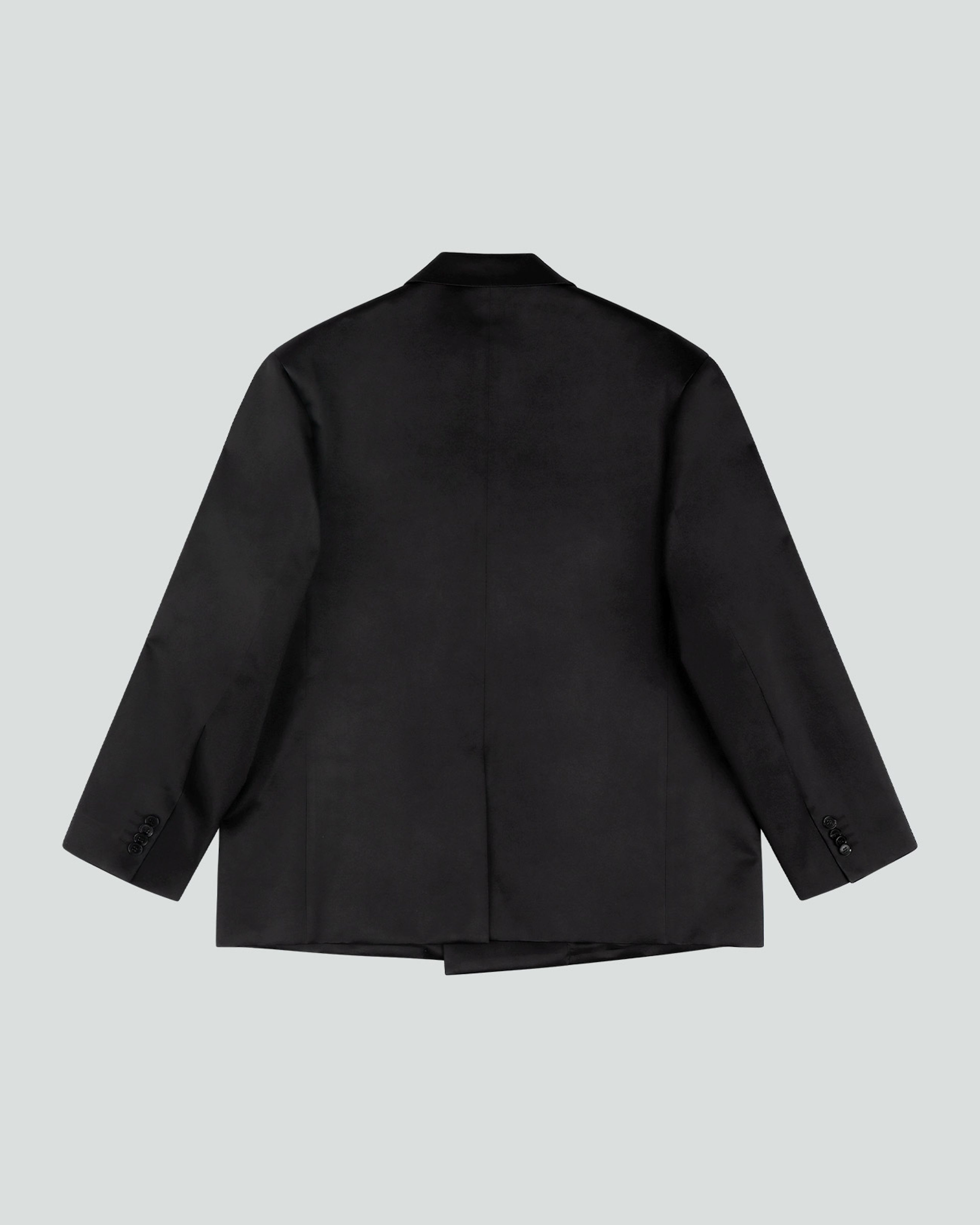 Double Breasted Blazer Black Sateen - Image 3