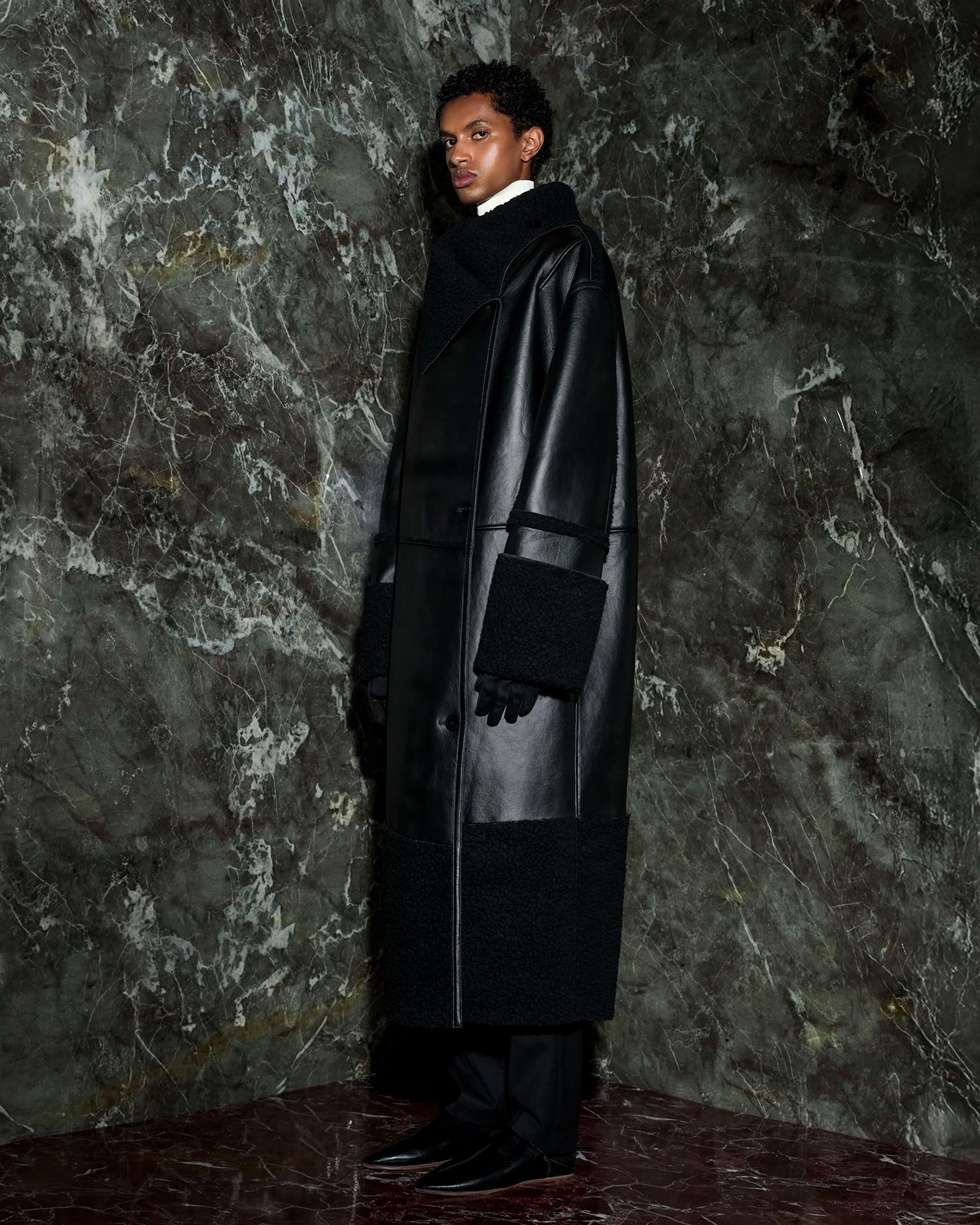 Long Shearling Coat Black - Image 1