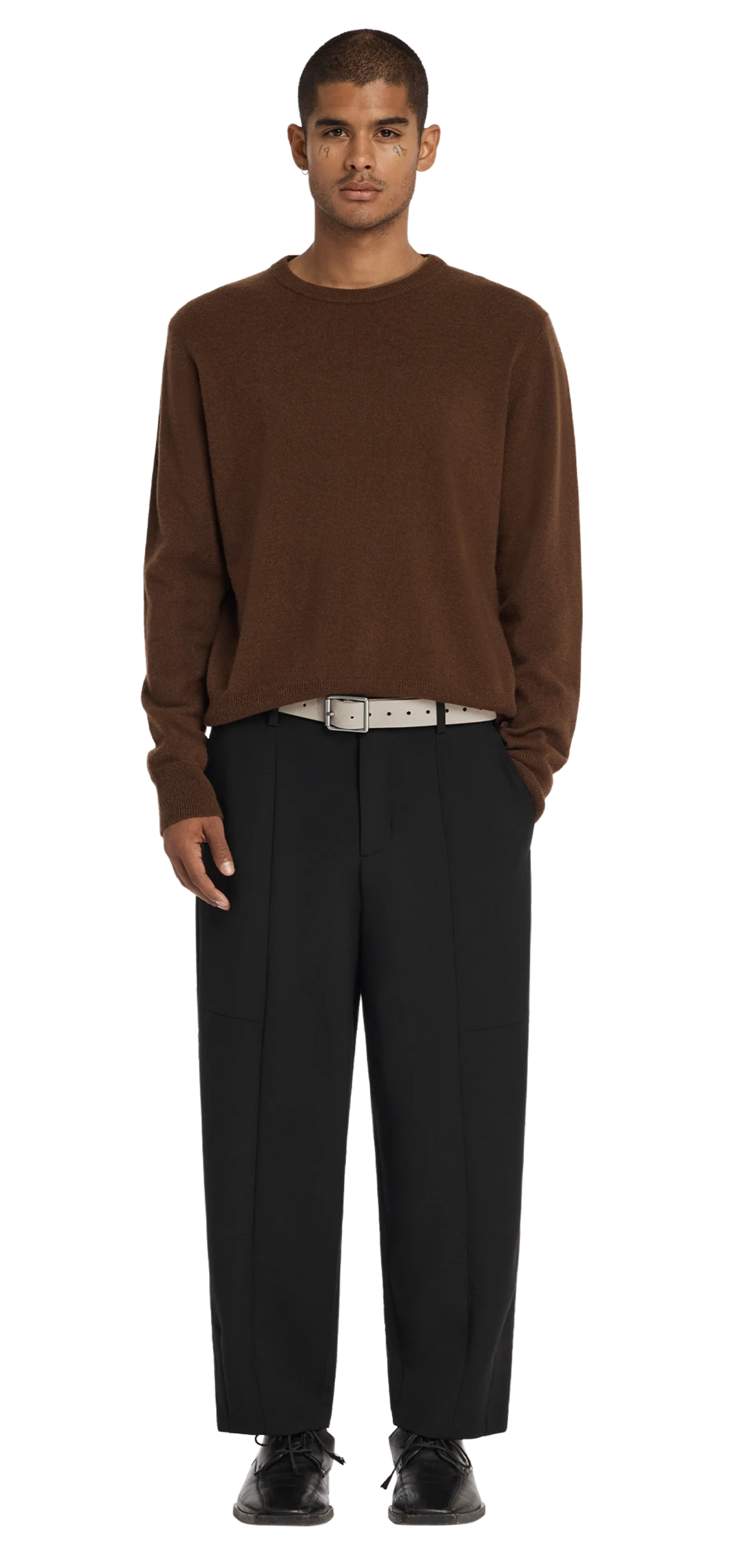 carrot-trouser-black-wool character front view