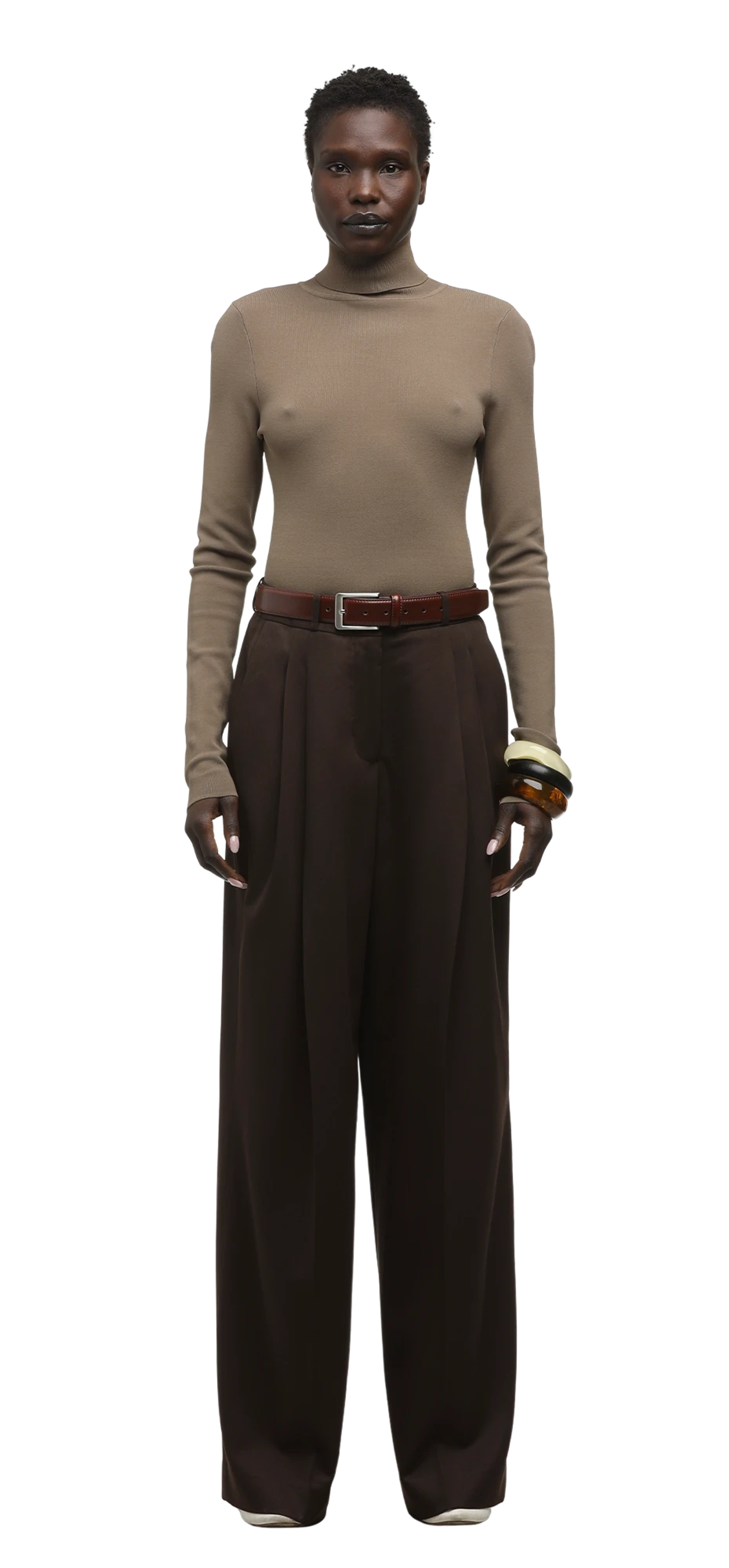 pleated-womens-pant-tobacco character front view